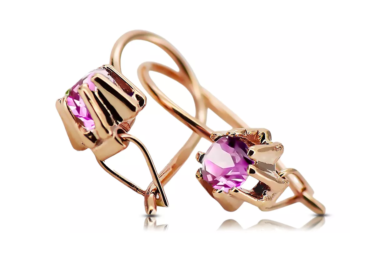 Original Vintage 14K Rose Gold Amethyst Earrings Vintage vec053r Original Vintage 14K Rose Gold Amethyst Earrings Vintage vec053r